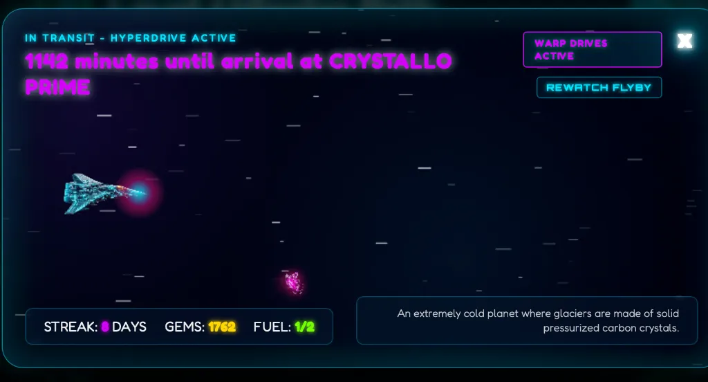 Hyperspace Travel Transit System Screen