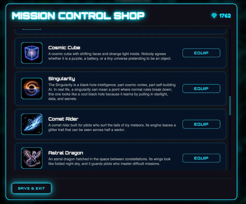 Mission Control Hologram Shop Grid